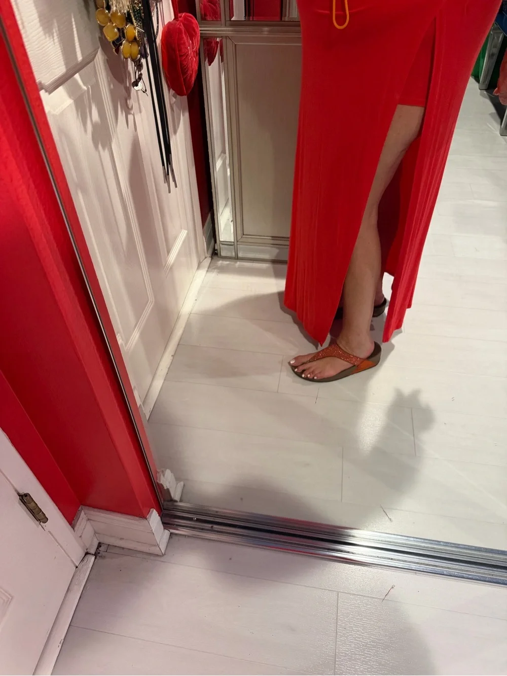 Red Maxi Skort with Side Slits - Brand Unspecified